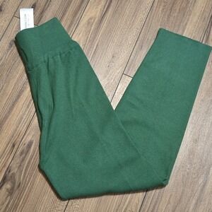Silk & Salt NWT Green Ribbed Wide Leg Lounge Pants Trousers NEW With Tags Med